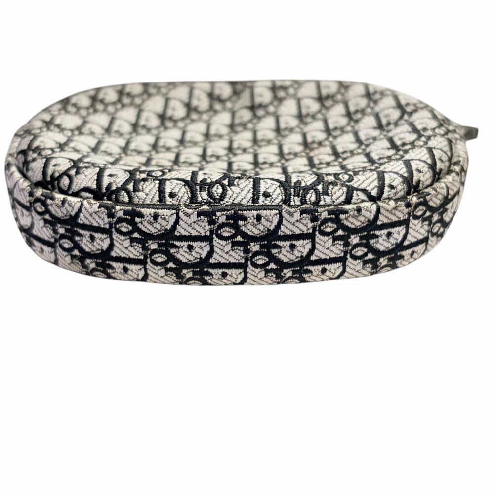 Christian Dior Vintage Trotter Monogram Oval Zip Coin Purse Pouch Black Gray - Picture 6 of 11